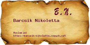 Barcsik Nikoletta névjegykártya